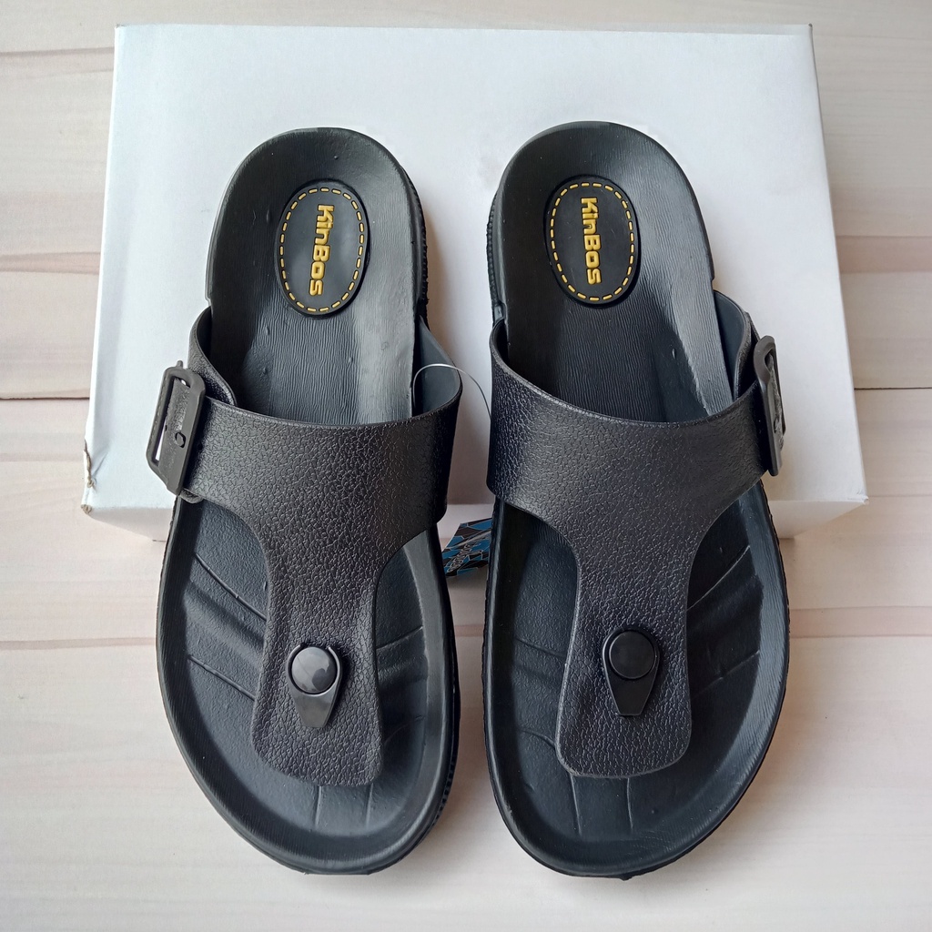 sandal karet pria merek kinbos asli original lentur awet tahan lama sandal kinbos jepit gesper karet