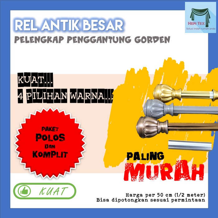 RANB - TIANG BESI DEKORASI TIRAI GORDEN REL ANTIK BESAR JENDELA BATANG HORDEN MINIMALIS MEDAN