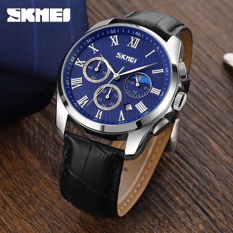 SKMEI 9260 Jam Tangan Pria Analog Chronograph Casual Quartz Tali Kulit WATCHKITE WKOS