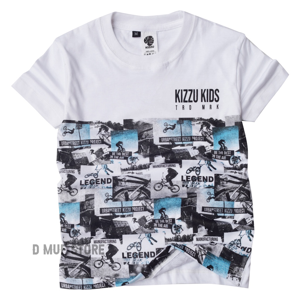 Kizzu Kaos Anak Premium Cotton 30s Usia 1-12 Tahun Urban Putih- dmufstore