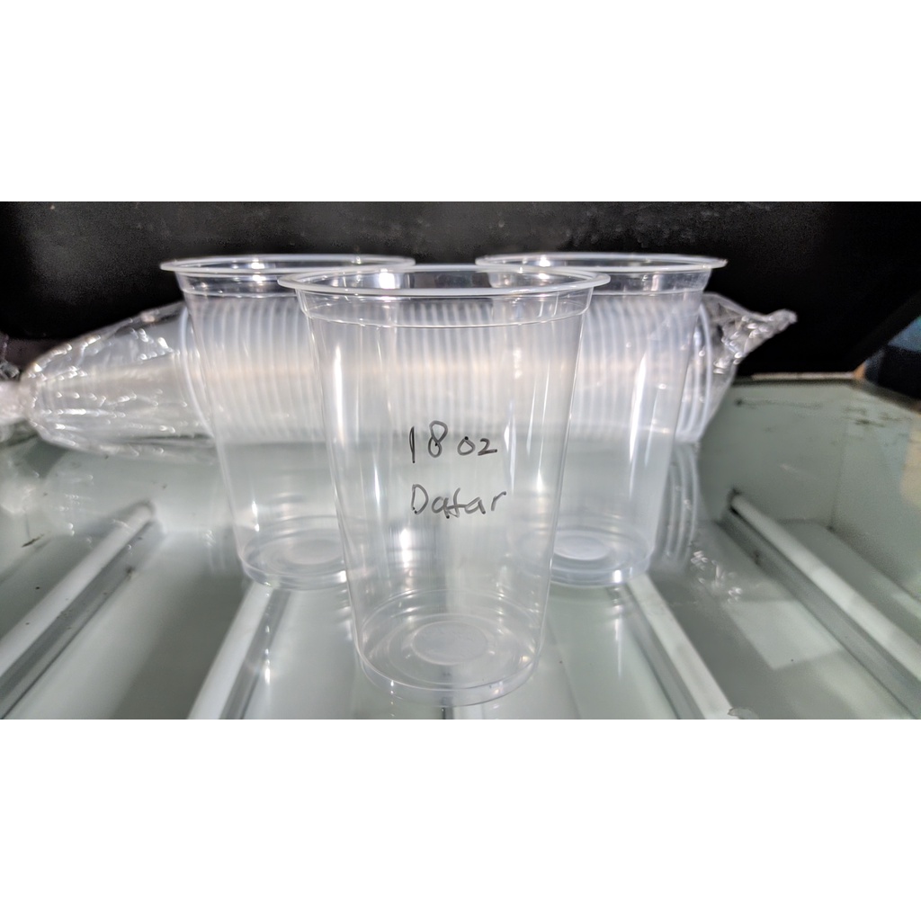 

Gelas Plastik Bening Starindo 18oz 7gr Datar [ECERAN] / Plastik Cup PP bening polos @50pcs