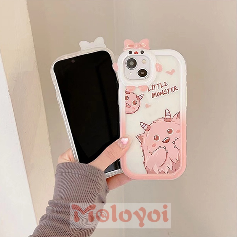 Soft Case TPU Motif Kartun Monster Dinosaurus 3D Untuk IPhone 6 6S 7 8 14 Plus XR 11 13 12 14 Pro MAX X XS MAX SE