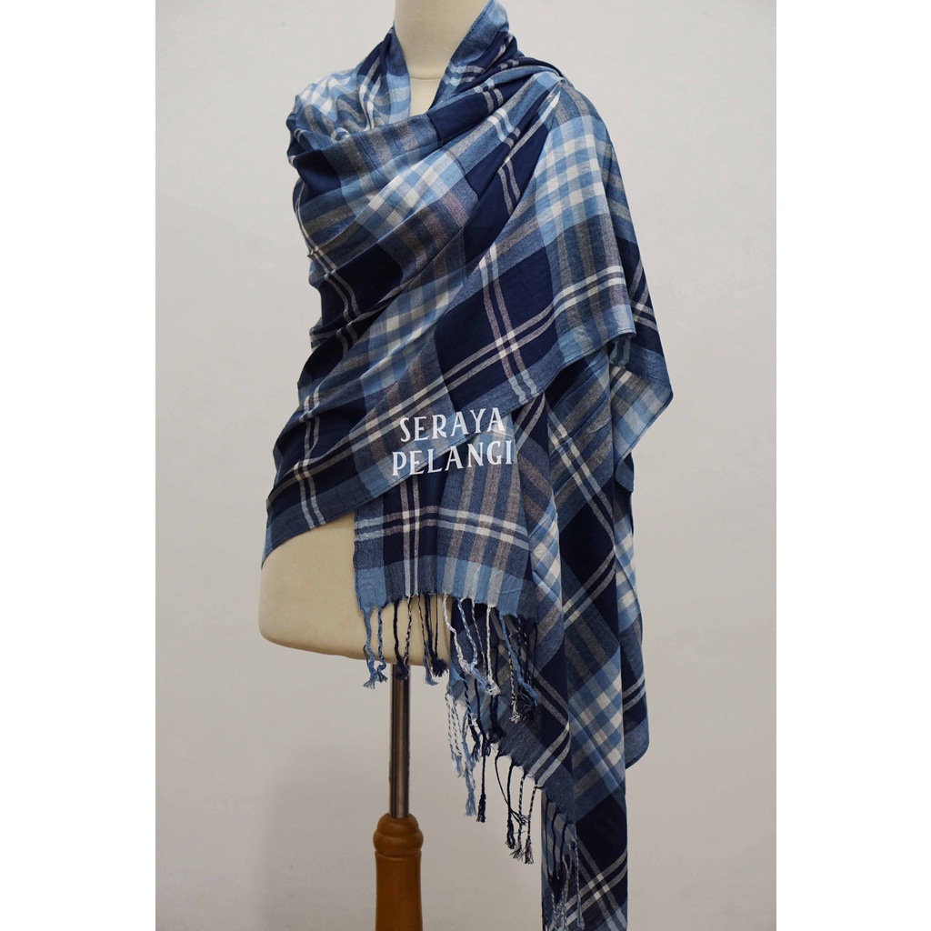 Pashmina Cashmere Motif Kotak 08 | Plaid | Selendang | Scarf | Syal | Shawl | Pasmina | Souvenir | Hadiah Ulang Tahun | Birthday Gift | Aksesoris Fashion Wanita Pria | Grosir | Murah | Premium Import Quality