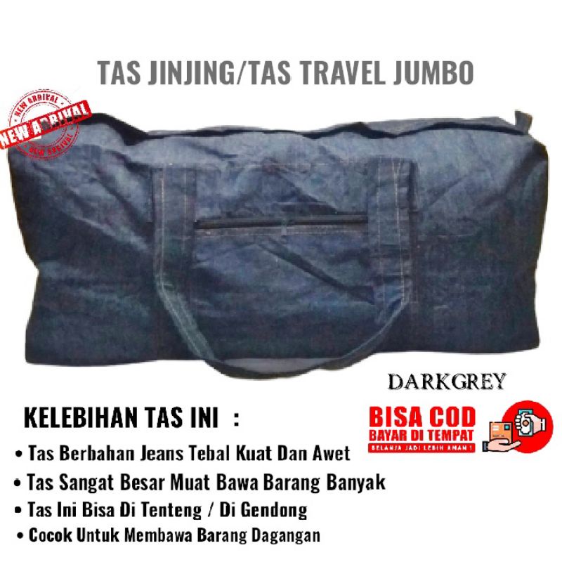 Tas travel bag bahan jeans denim