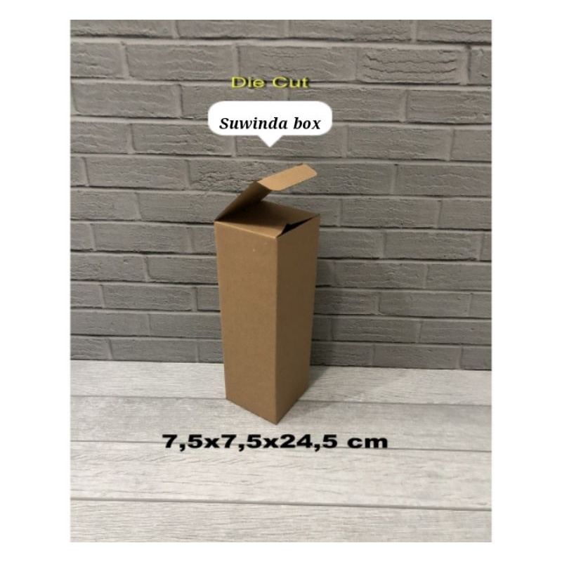 

Kardus karton uk. 7,5x7,5x24,5 cm....Die Cut kotak box botol
