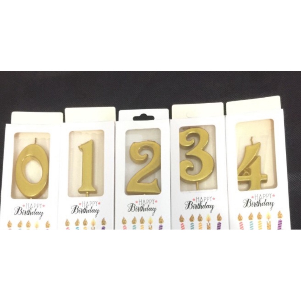 Lilin Angka Emas Lilin Ulang Tahun Ultah Gold Birthday Candles 5 cm