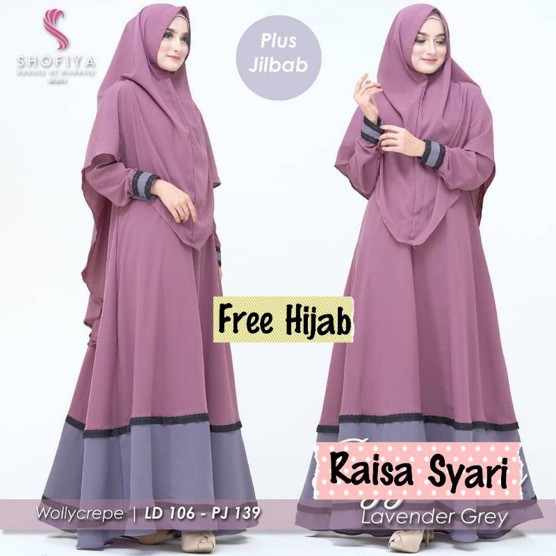 Raisa FREE HIJAB - Gamis Baju Dress Syari M L XL Jumbo Busui Muslim Wanita Kondangan Nikahan Seragam
