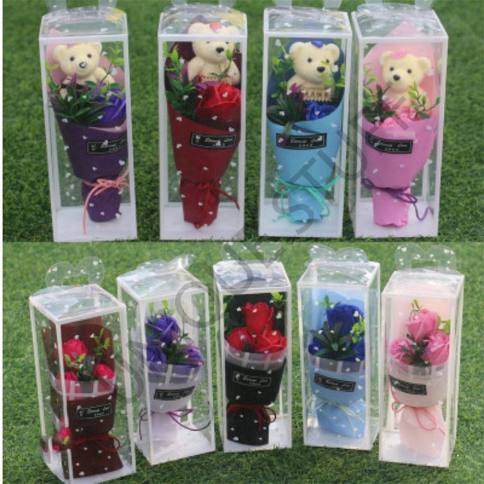 Artificial hand bouquet box bouquet bunga box buket bunga boneka