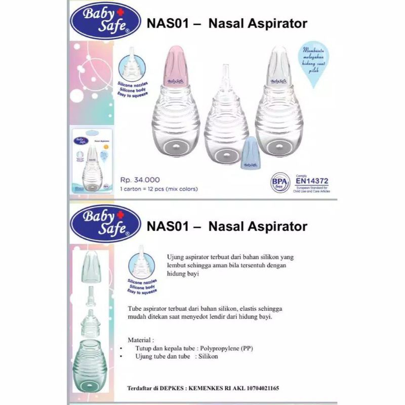 NAS01 Baby Safe Silicone Nasal Aspirator Babysafe