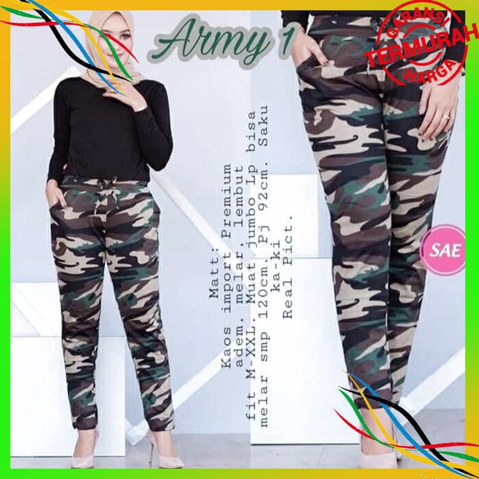 OLAHRAGA CELANA JOGER ARMY WANITA OLAHRAGA ZUMBA LARI SENAM SEPEDA BAYAR COD