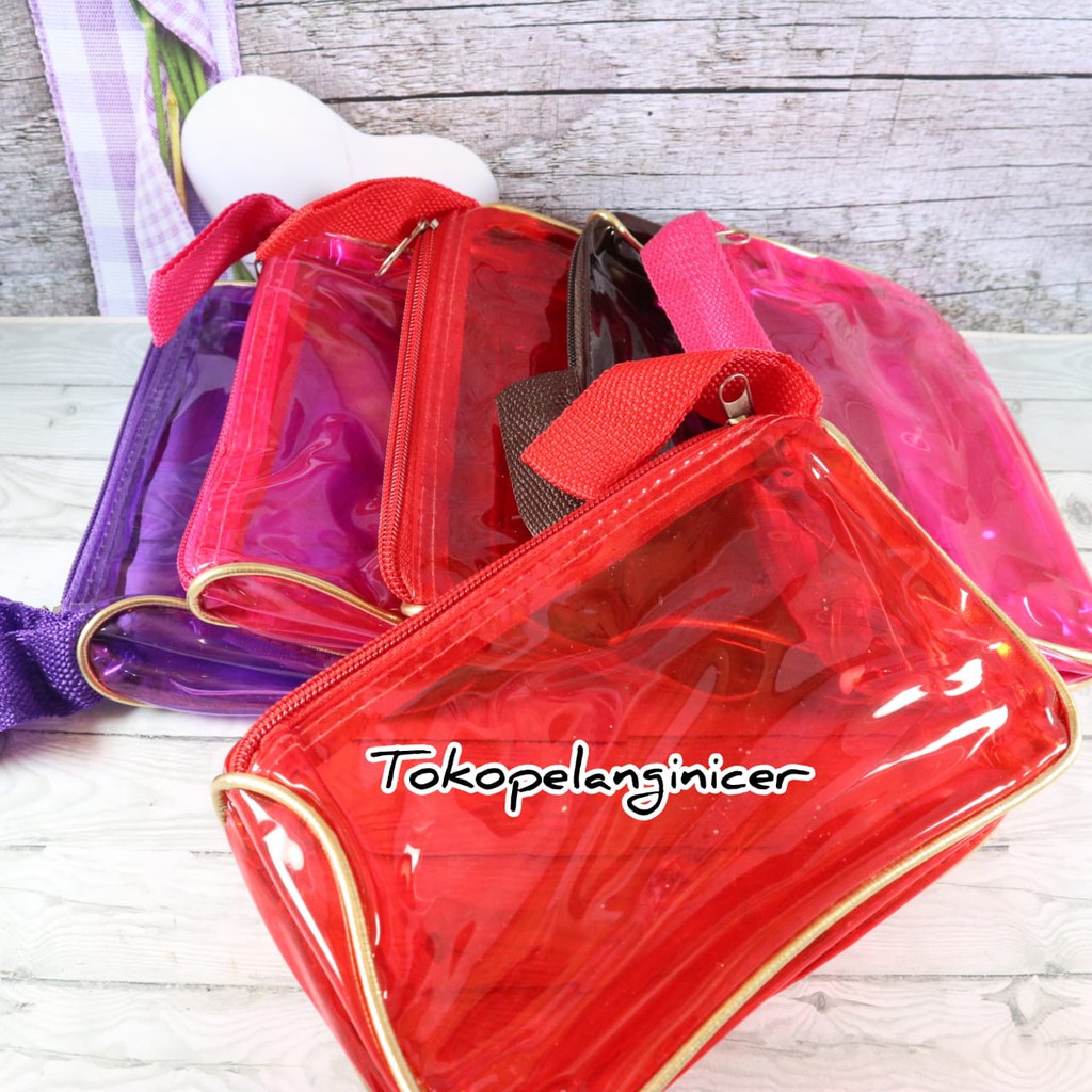 TAS KOSMETIK TRANSPARAN Pouch Make Up Organizer TOKOPELANGINICER RANDOM WARNA