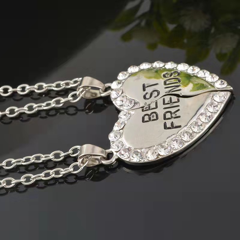 Kalung Love English Pendant Fashion Two-Piece Diamond Sahabat - Kalung Best Friend