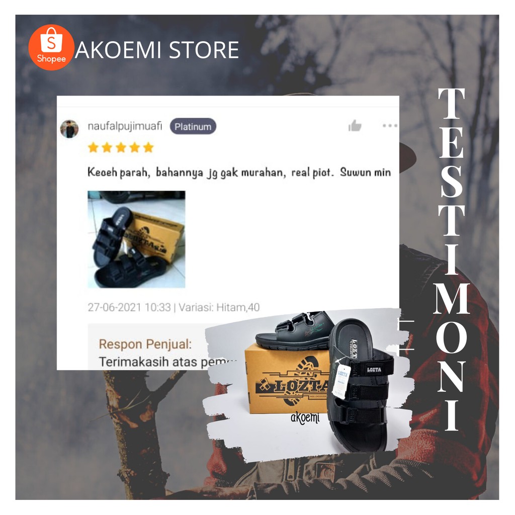 Sandal Slop Gunung Pria Kulit Casual Formal Original Qality Lozta Big Size 39-43-5