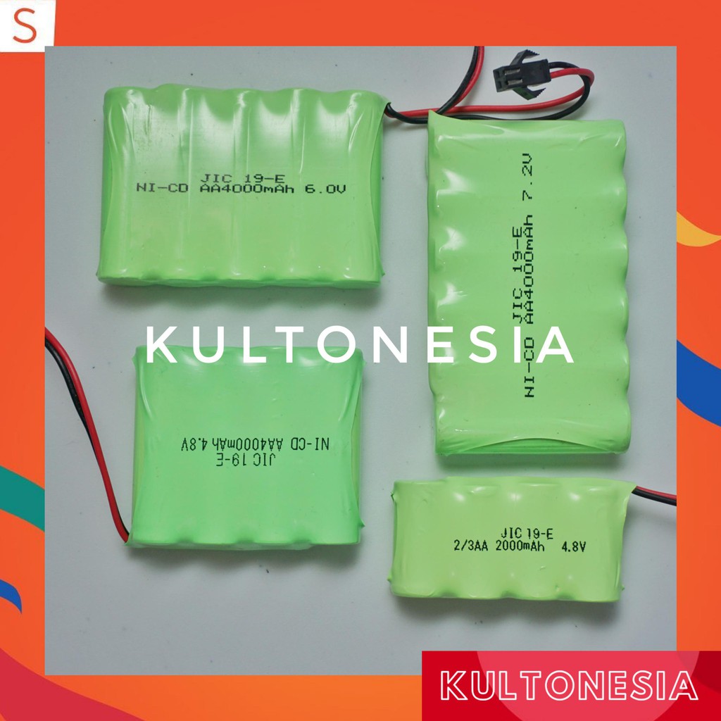 Baterai 6 soket hitam 7.2V untuk mobil remot 4000mah