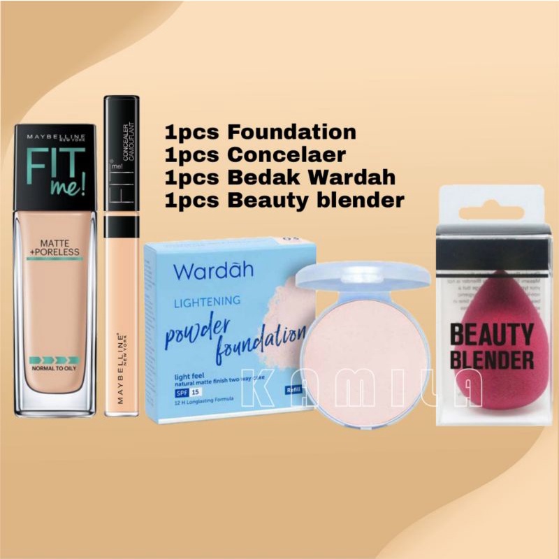 Paket Kosemtik Wardah Paket Makeup Wardah Lengkap Fit me Maybelline 2in1 Bedak Wardah Paket Kosmetik