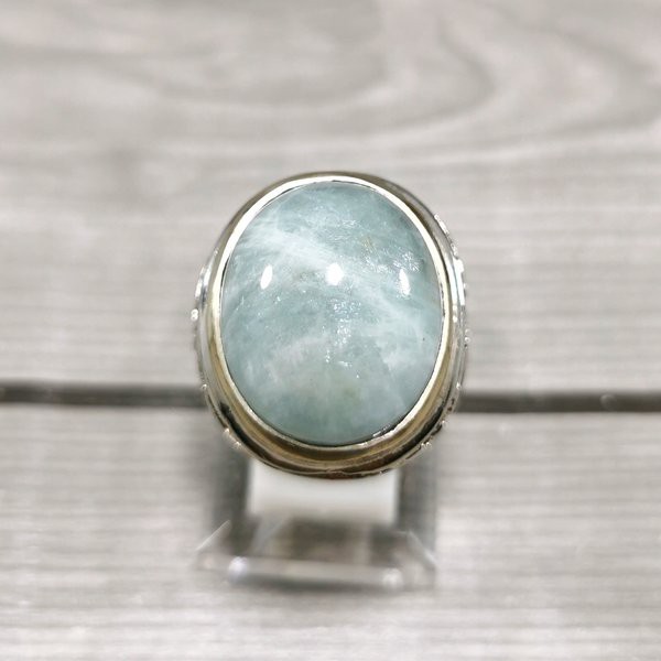 Cincin Batu Permata Natural Blue Aquamarine Berly Ist 25