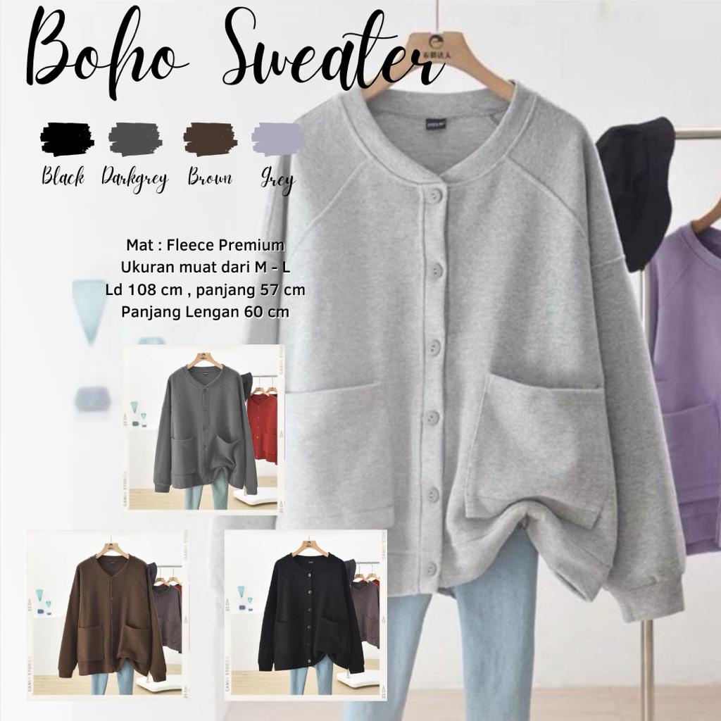 KOREAN STYLE WOMEN LADIES - BOHO SWEATER - SWEATER WANITA OVERSIZE POLOS BAHAN FLEECE TEBAL