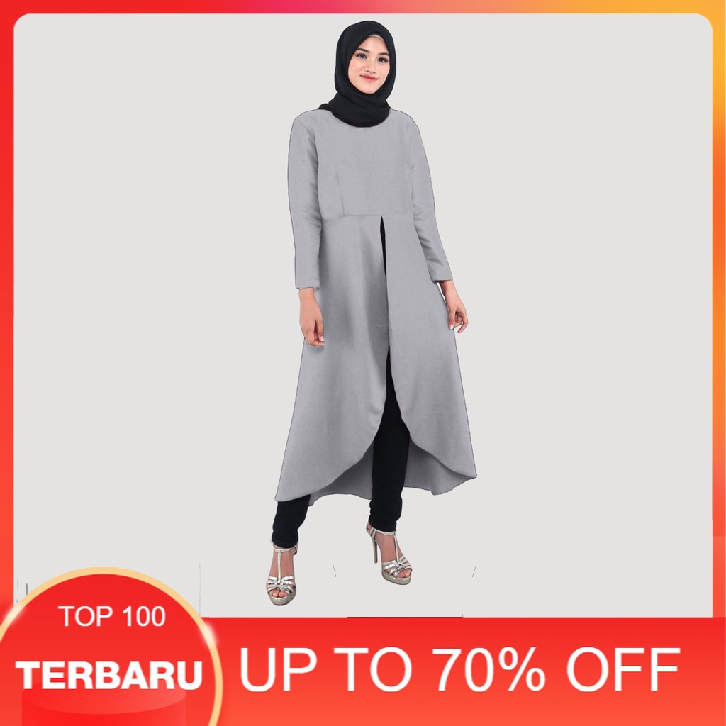 GAMIS FAIRY TALE WARNA ABU MUDA LONG DRESS