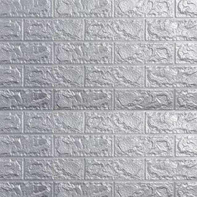 WALLPAPER 3D BRICK FOAM WALLPAPER DINDING BATU BATA ABU