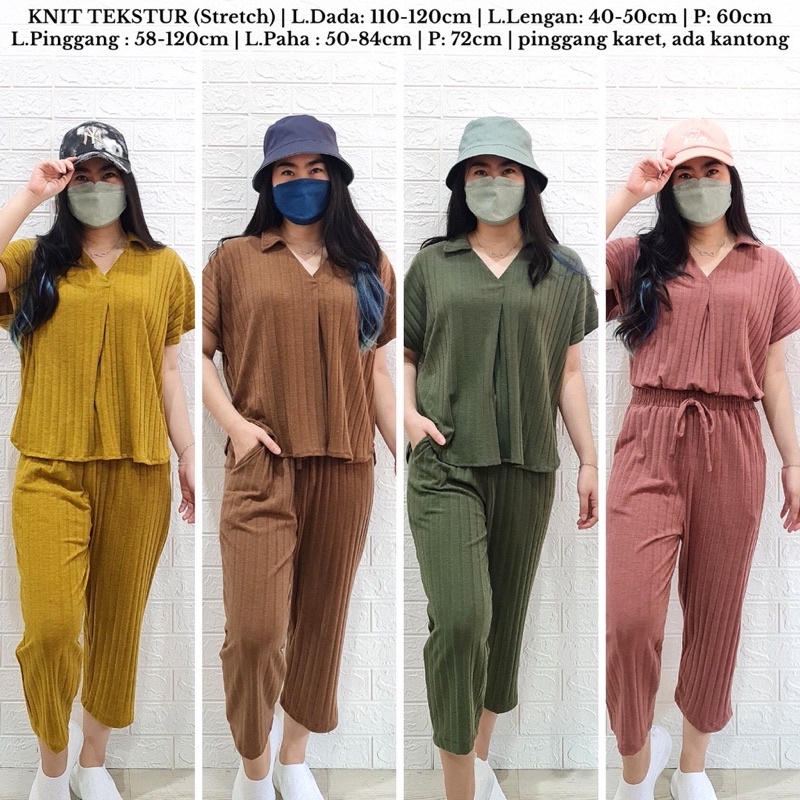 KNIT SET POLOS RIB STELAN RAJUT PREMIUM