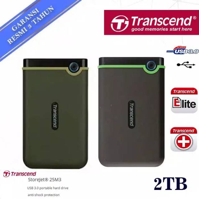 Promo Hardisk HDD Ekstenal Transcend Storejet 2TB 25M3 Antishock External Harddisk