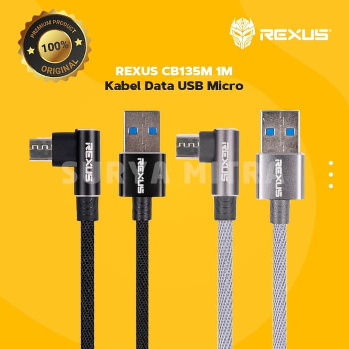 Kabel Data Micro Usb Rexus CB135M 1M Fast Charging 2.4A CB-135M