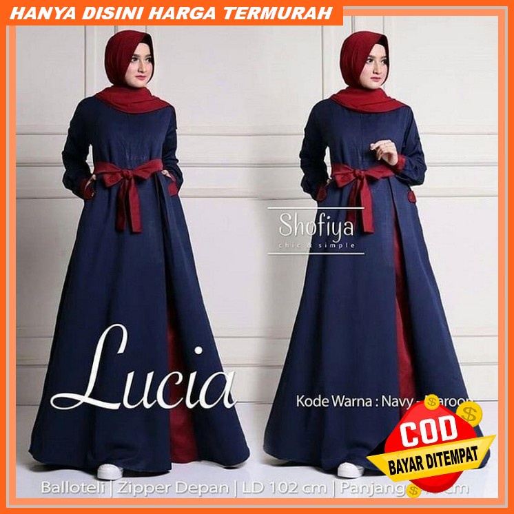 Gamis Games Jubah Baju Fashion Muslim Wanita Syari Elegan Terbaru Kekinian 2021 Helfara Maxy Set 2 I
