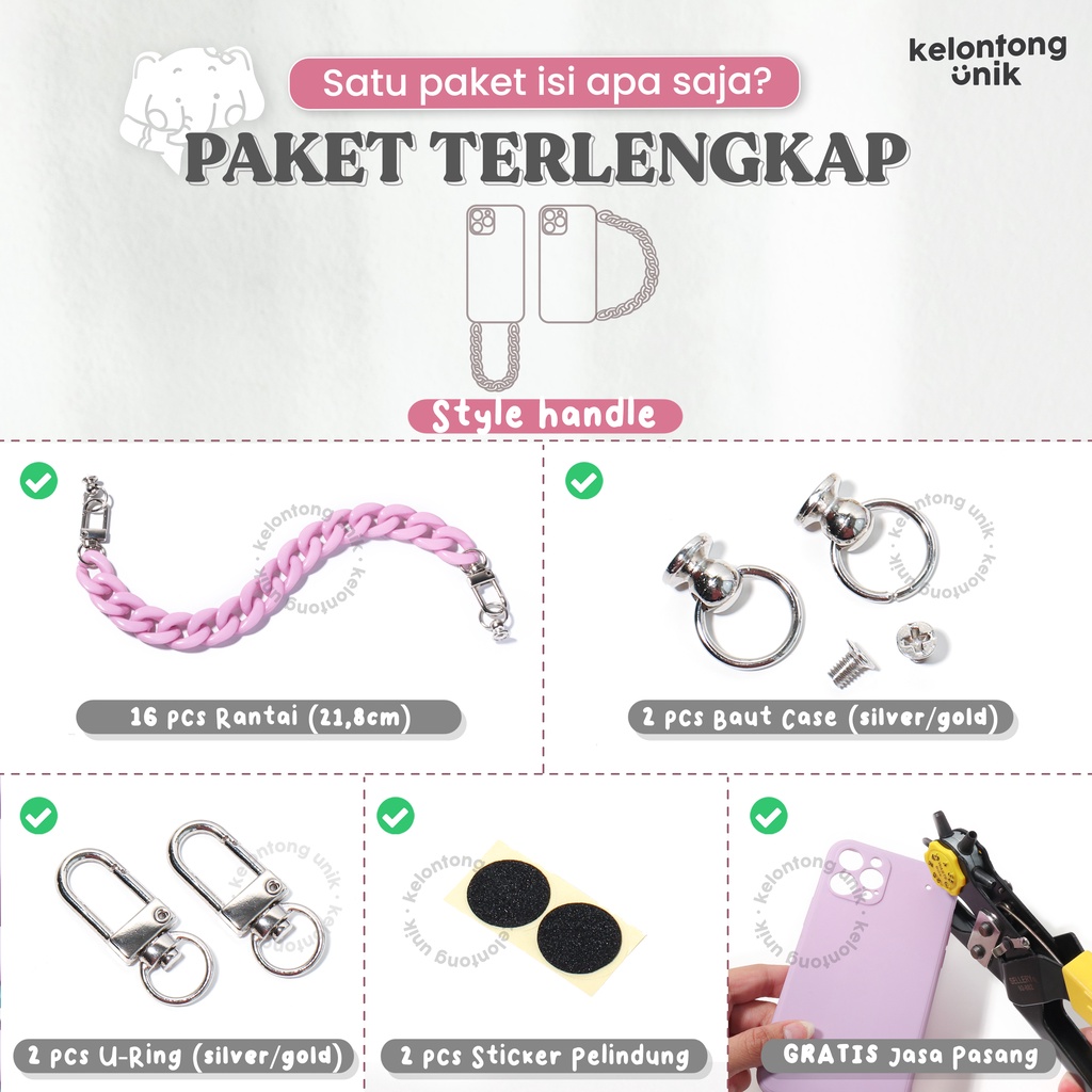 (PAKET RANTAI BAUT LENGKAP + GRATIS JASA PASANG KE CASE) GLOSSY - Chain Case/ Case Rantai