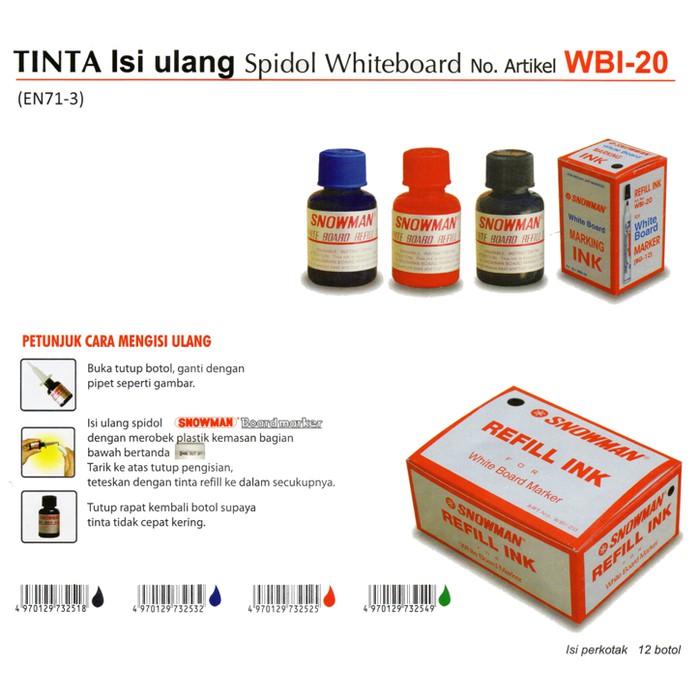 

Jual snowman whiteboard marker refill ink wbi 20 Biru Diskon