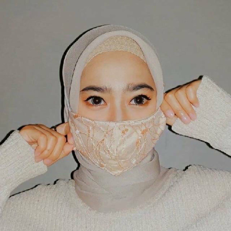 MASKER BROKAT | BRUKAT TILE | MASKER FASHION HIJAB CANTIK