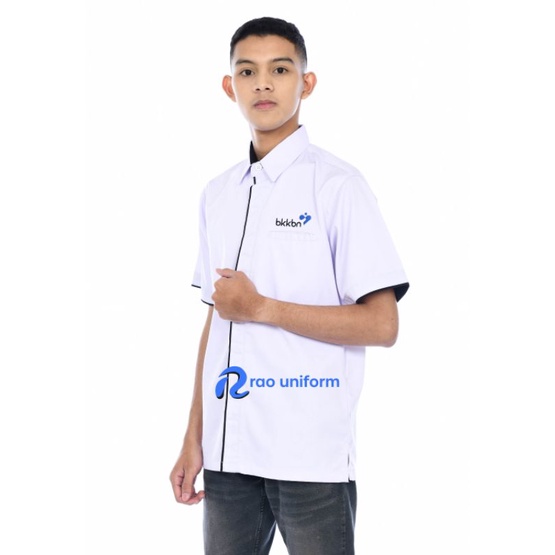 Seragam kerja BKKBN Murah/baju putih BKKBN/kemeja karyawan kantor PNS/kemeja putih custom bordir/baju kantor putih tangan panjang tambah bordir