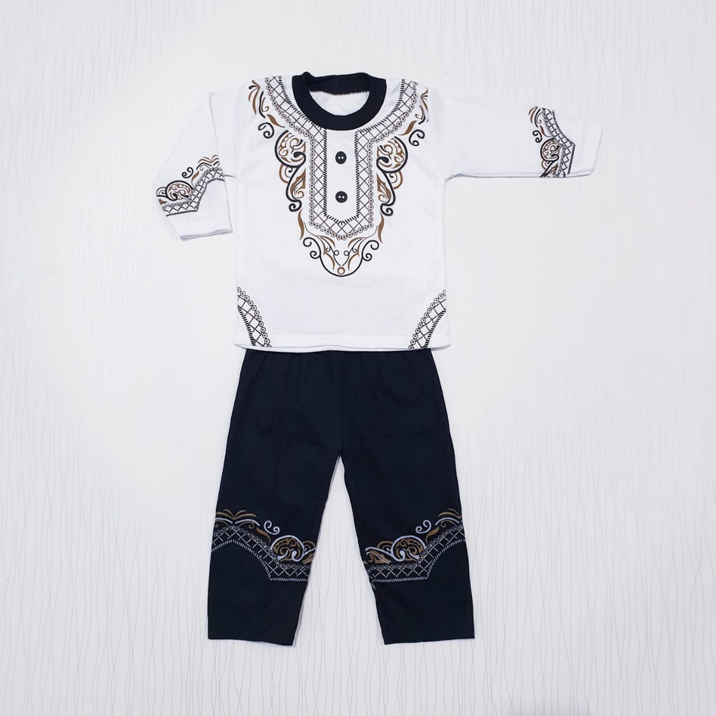 baju koko celana hitam usia 0-18 bulan / baju muslim bayi laki-laki / pakaian islami anak