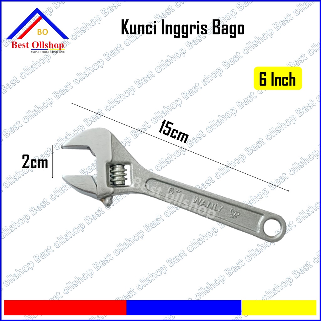 Kunci Bago 6 inch / Kunci Konci inggris Ingris Bako Bagong 6 inch Mini Hex Kecil Adjustable Wrench 150 MM RRT