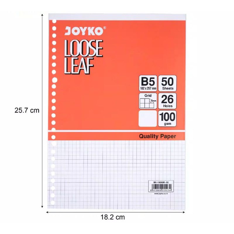 Kertas File / Isi Binder Loose Leaf Joyko B5 Grid / Dotted / Polos 50 Lembar