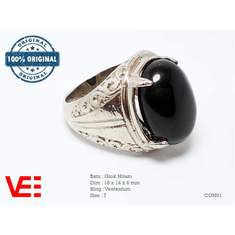 VeE Cincin Pria Batu Giok Hitam - Batu Akik CGH01