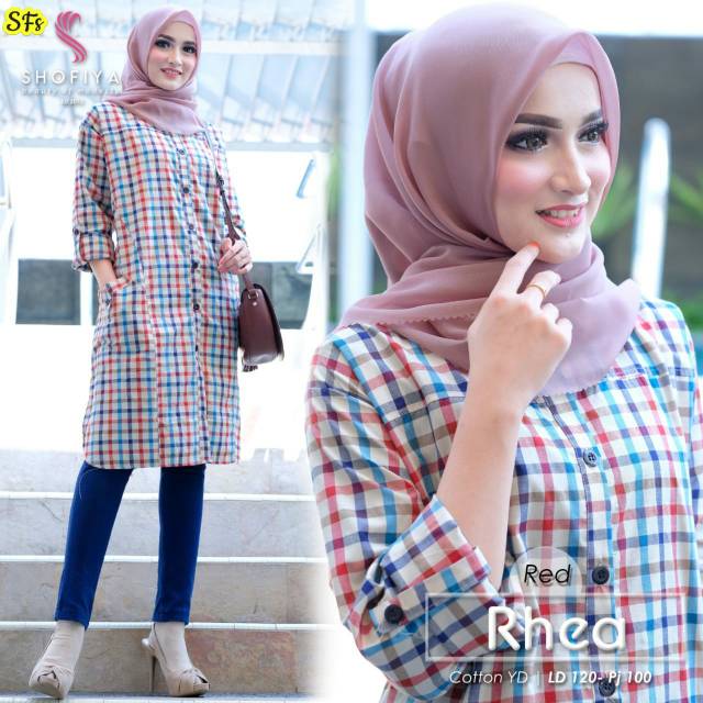 Rhea Tunik motif kotak kecil ori by Shofiya