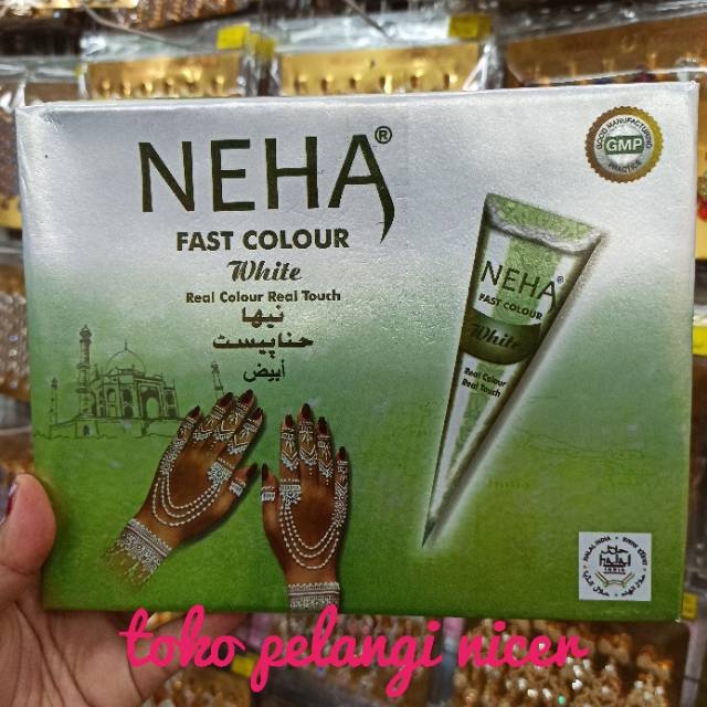 Henna NEHA Putih/ Hena Putih Mewah/ Cat Hias Kuku Tangan Kaki/NEHA White Henna Golecha