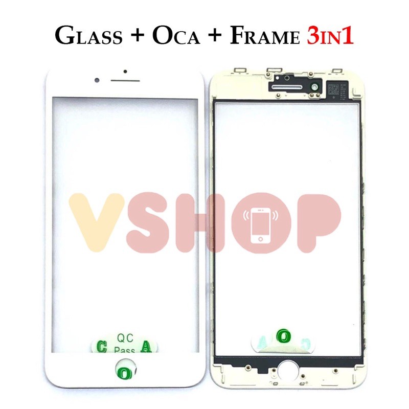 GLASS LCD - KACA TOUCHSCREEN - OCA - FRAME 3IN1 IP 8+ 8 PLUS - 8G+ 8G PLUS