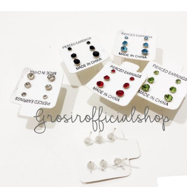 3SET! ANTING TUSUK PLASTIK AKSESORIS PERHIASAN MUTIARA