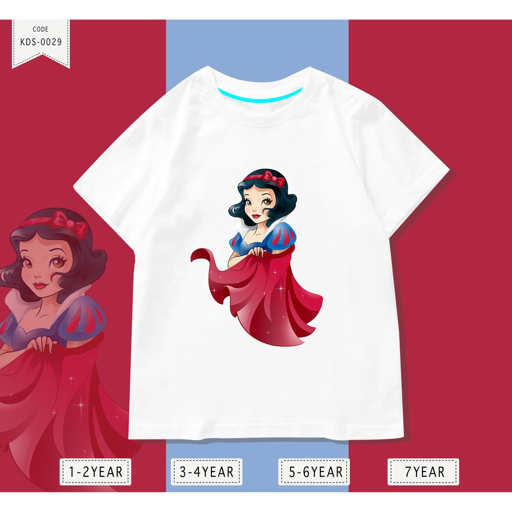 Baju Anak 1-8thn / Kaos Distro DTF Anak Princess Perempuan / Unisex / Motif / SNOW WHITE