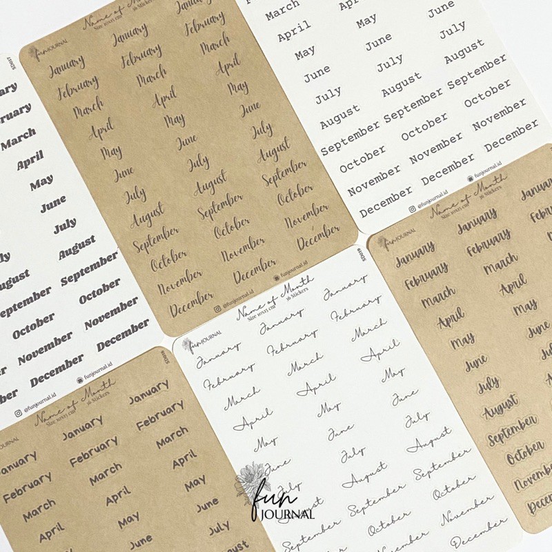 

NAME OF MONTH NAMA BULAN STICKER STICKER SHEET UNTUK JOURNAL JURNAL PLANNING PLANNER SCRAPBOOK DIY BUJO