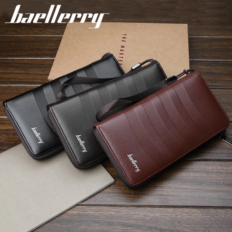 Dompet Kulit Baellerry Motif Garis Pria/Wanita Original Import (Kualitas Terbaik)