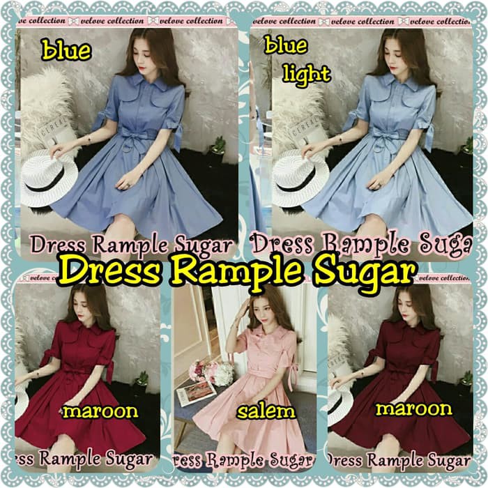 BAJU ATASAN DRES WANITA  Dress Rample Sugar - Biru Muda