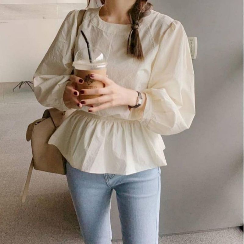 Charlote Blouse Korean Style Atasan Wanita Casual Cotton Import