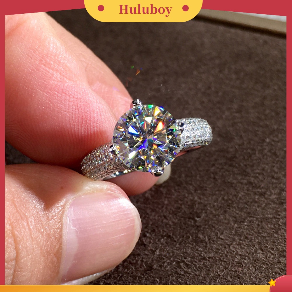 Hu Hu Hu Hu Hu Alat Bantu Pasang Kacamata♡ Cincin Wanita Hias Cubic Zirconia Bentuk Bulat Gaya Mewah Untuk Pernikahanpertunanganhadiah
