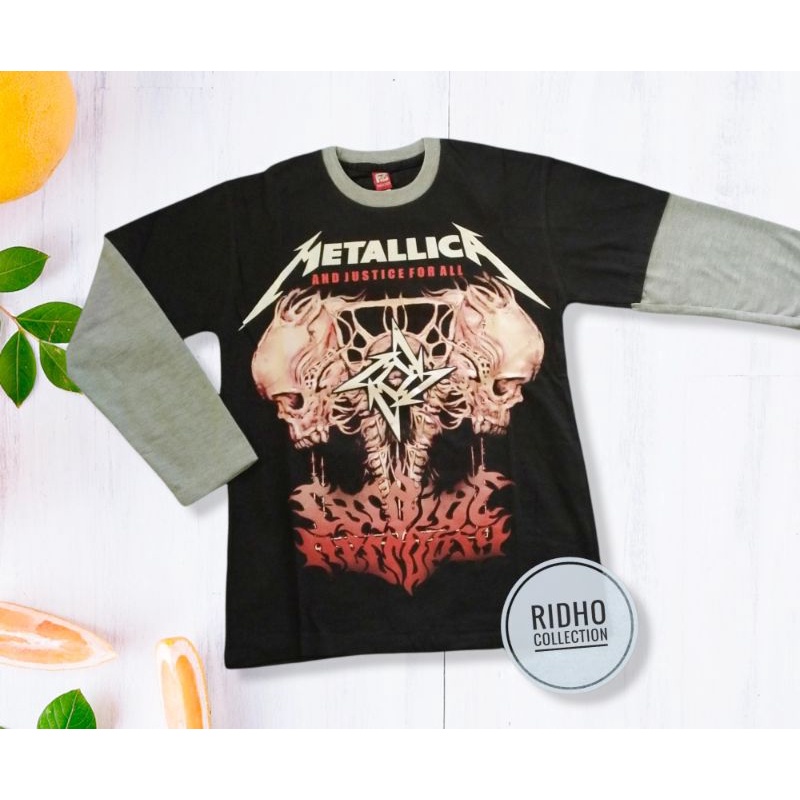 Atasan Kaos Anak Laki-laki Metallica Lengan Panjang