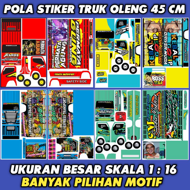 Pola Stiker Truk Oleng 45cm Besar Skala 1:16
