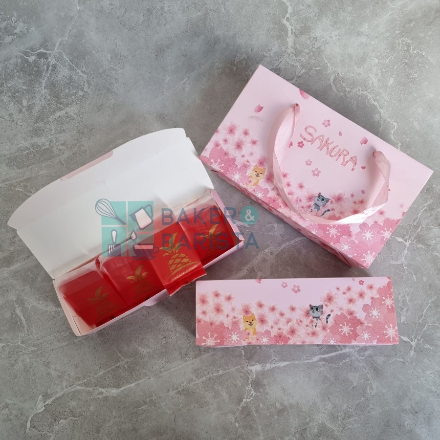 

Imlek Box Sakura Set 1box + paperbag pink box kue imlek roll bolu cake box
