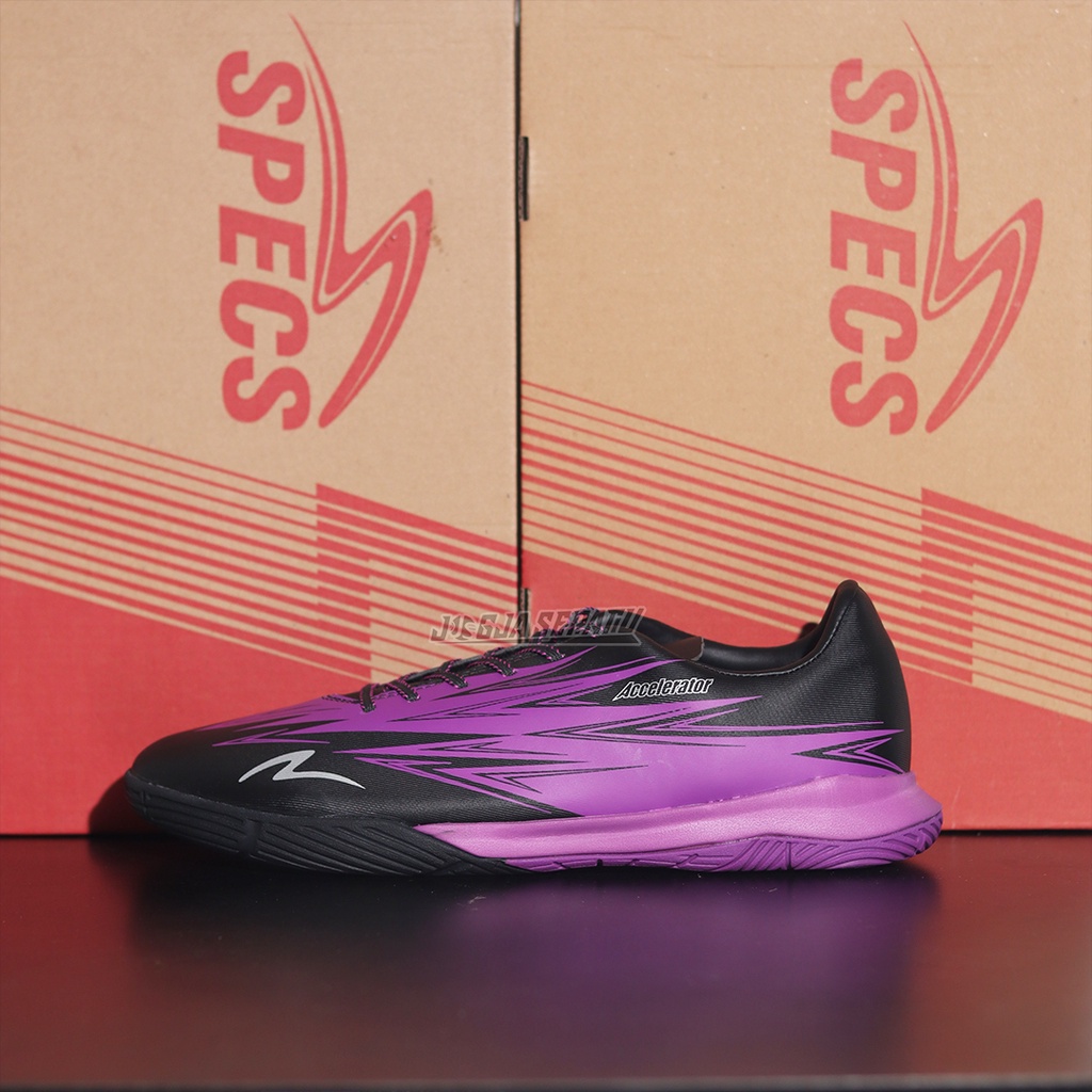 Specs Sepatu Futsal Lightspeed 3 IN Meta Crush Pack  - Jet Black/Purple Crypt/Silver