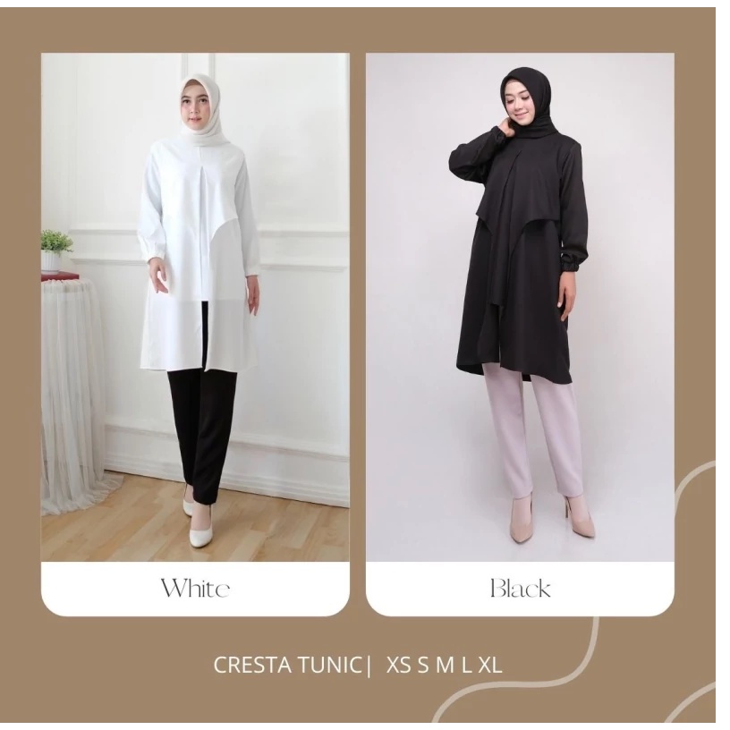 Tunik Cresta Hitam dan putih atasan blus wanita monocrom